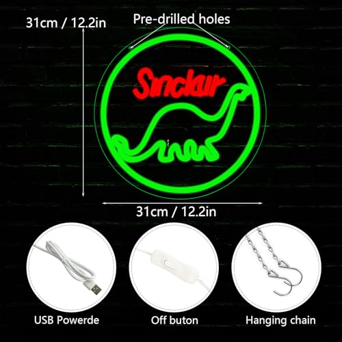 Green Dinosaur Neon Sign for Wall Decor, Bedroom, Man Cave & Gift