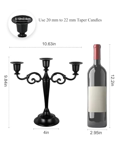 Matte Black 3 Arm Metal Candelabra Taper Candle Holder for Home Decor - Variation of THIS listing