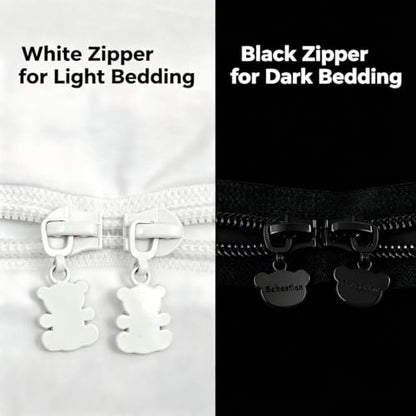Kids Full Size Zipper Bedding Set with Comforter & Fitted Sheet - Blue Black