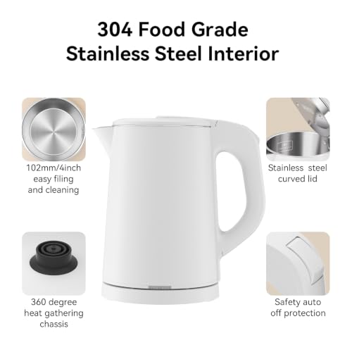 White 0.8L Travel Electric Kettle Portable Hot Water Boiler