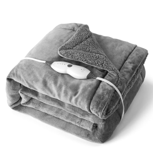 Weighted & Heated Blanket for Adults 15lbs Twin Size 48x72 Grey - Cozy & Safe