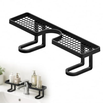 Freestanding Over Sink Storage Rack No-Drill Bathroom Organizer Black 1