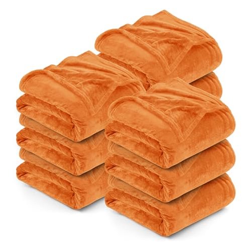 Utopia Bedding Fleece Blanket Queen Size Burnt Orange 300GSM (90x90 Inches) Luxury Soft Bed Blanket (Bulk Pack of 9)