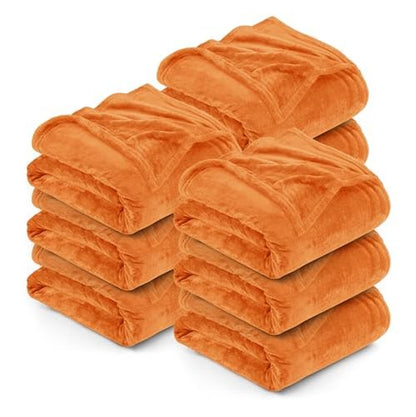 Utopia Bedding Fleece Blanket Queen Size Burnt Orange 300GSM (90x90 Inches) Luxury Soft Bed Blanket (Bulk Pack of 9)