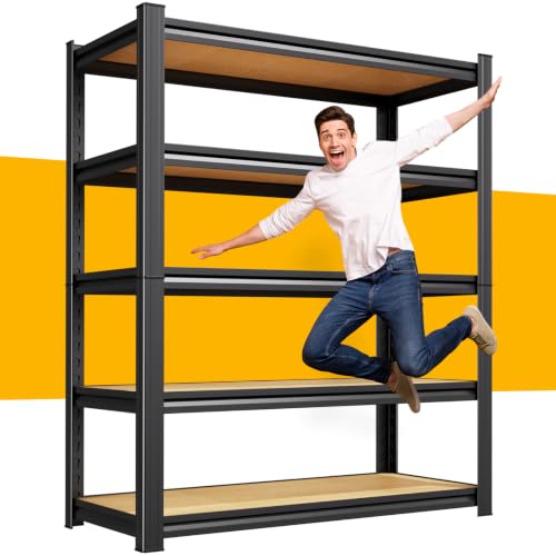 Heavy Duty 5-Tier Garage Shelving Unit - Adjustable Metal Storage Racks