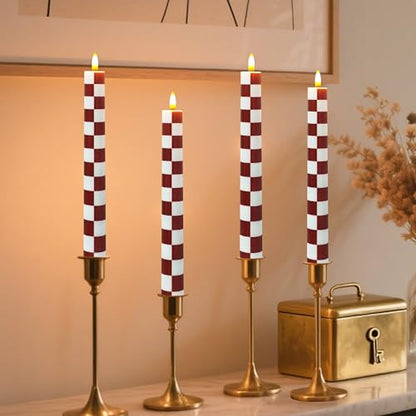 Red Chessboard Flameless Candles 10 Inch Set of 4 with Remote - Art Print