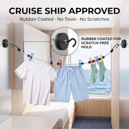 Magnetic Clothesline for Cruise Ships Adjustable Length Portable Laundry Line