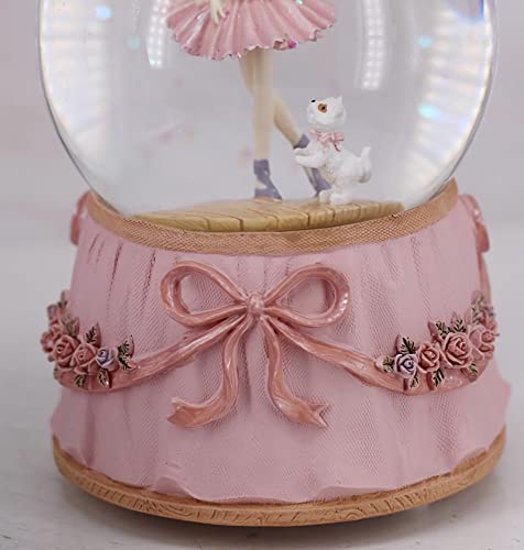 Ballerina Snow Globe with Swan Lake Tune - Dancer with Puppy Variation
