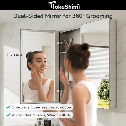 14x24 Inch Medicine Cabinet with Double-Sided Mirror and 110° DTC Hinge - Wall-Mounted