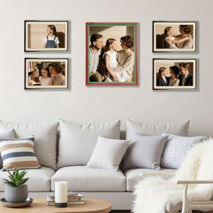 4x6 Enamel Photo Frame Set - Red & Green Festive Family Wall & Tabletop Decor (2 Pieces)