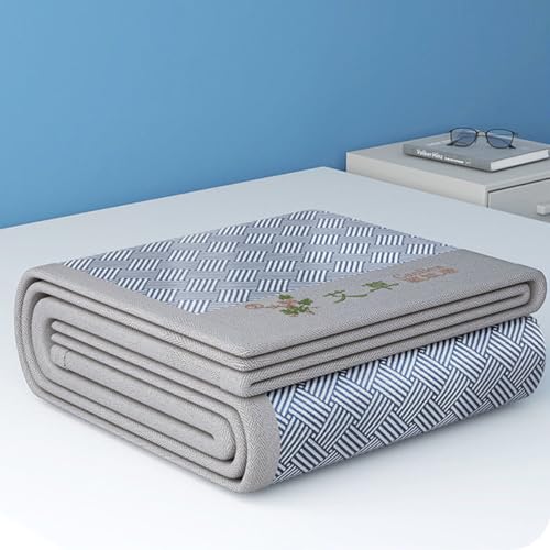 Blue Foldable Cooling Sleeping Mat with Pillowcase - 120x195cm Ice Silk Bed Pad