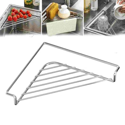 Stainless Steel Corner Sink Shelf with Triangular Wire Rack - Slivery 1pcs