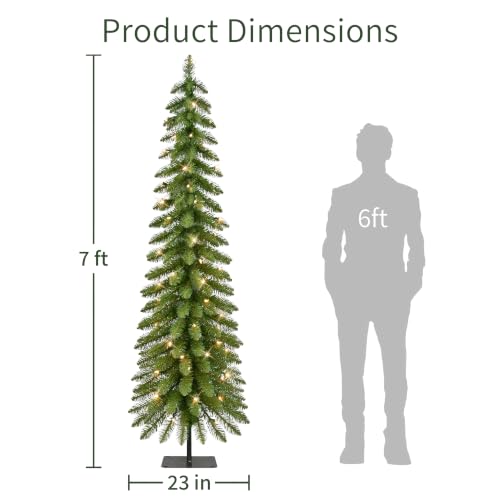 7ft Pre-Lit Artificial Christmas Tree with Clear Lights - Alpine Slim Design