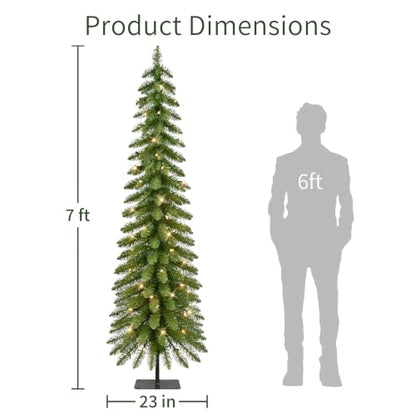 7ft Pre-Lit Artificial Christmas Tree with Clear Lights - Alpine Slim Design