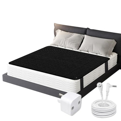Grounding Mattress Pad for Bed - 54x78 Inches Earth Connection Sheet with Conductive Leather and Grounding Adapter