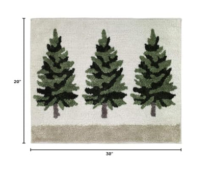 Woodland Pine Tree Bath Rug 20x30 - Tufted Polyester Bathroom Mat