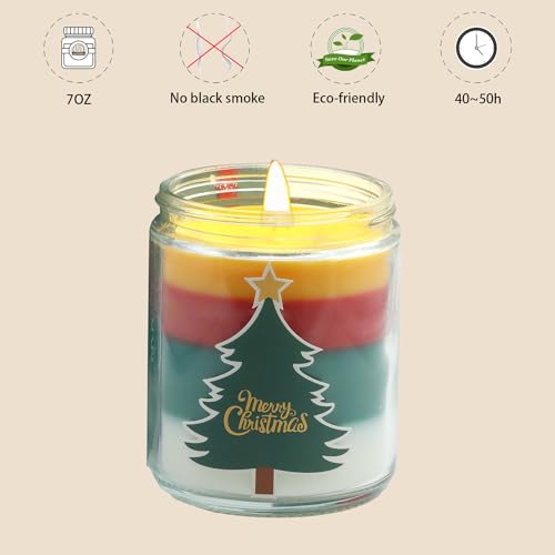 Christmas Candles - Christmas Gift for Women, Aromatherapy Scented Candle, Natural Soy Wax Vanilla 7oz - Christmas Vanilla
