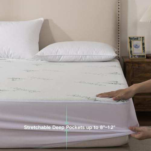 WhatsBedding Bamboo Mattress Protector Queen Size Cover - Breathable & Quiet