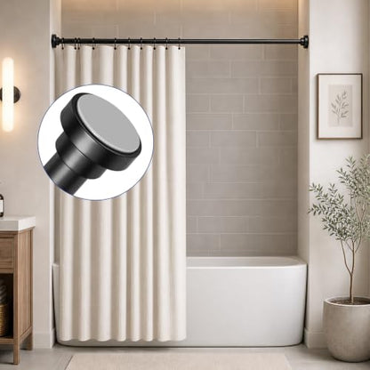 Black Tension Shower Curtain Rod 34-82 Inches Adjustable No Drilling - Pack of 1