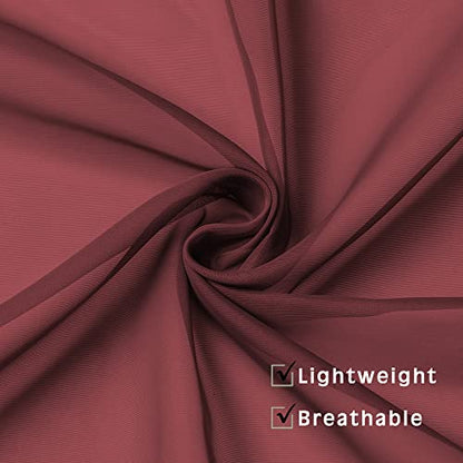OWENIE Sheer Curtains 108 inches Length 2 Panels Set, Burgundy Sheer Curtains Rod Pocket Voile Drapes for Living Room, Airy Soft-Touching Drapes, 2 PCS Panels, Each 42" W x 108" L