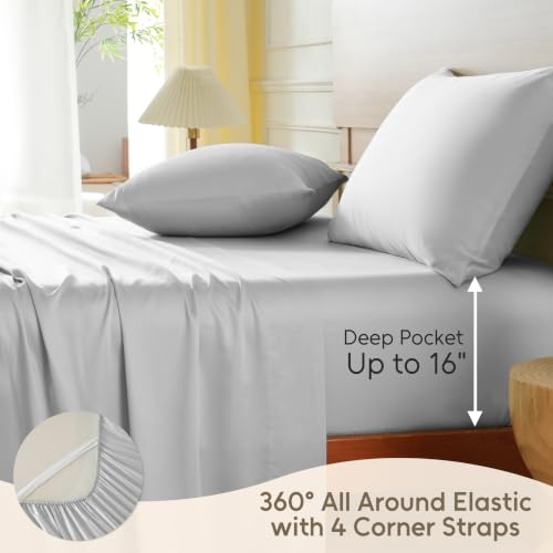 Gray King Size Tencel Lyocell Sheet Set - 4-Piece Eucalyptus Bedding