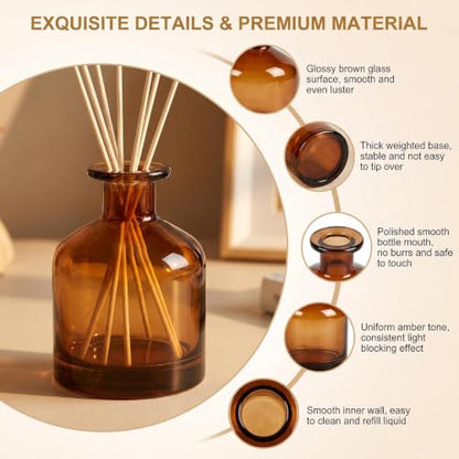 Amber Glass Reed Diffuser Bottle - 8.4oz Fragrance Container