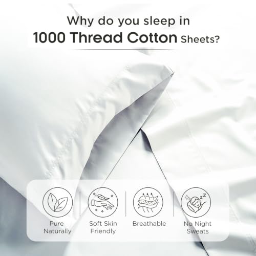 Egyptian Cotton Sheet Set Queen Size 1000TC Sateen Weave Arctic White - Cloud Nest