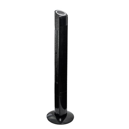 Hazel 49 Inch Tower Fan for Bedroom - Oscillating Standing Fan with Remote Control, Quiet Cooling for Home Office & Living Room, 3 Speeds, Timer, LED Display - Black