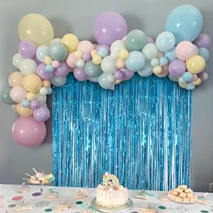 Melsan Foil Fringe Curtains - 3 Pack Tinsel Backdrop for Birthday, Baby Shower & Graduation - Teal 3.2 x 8.2 ft