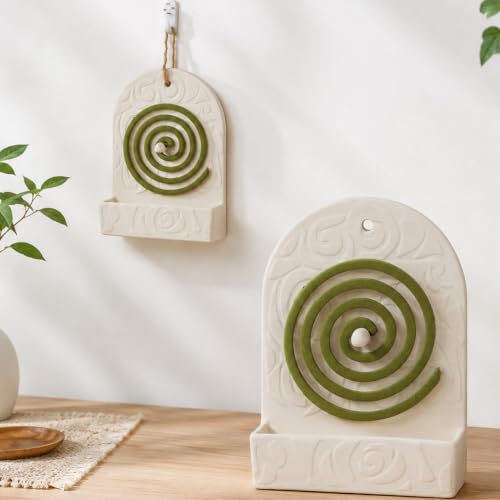 Retro Ceramic Mosquito Coil Holder Wall & Tabletop Ash Catcher - Safe & Decorative
