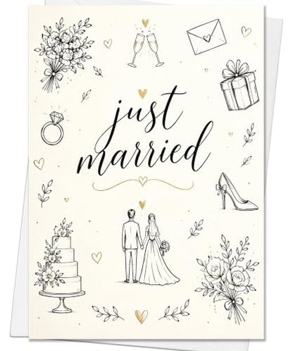Wedding Card for Bride & Groom - Engagement Gift with Envelope - Variation Card 356