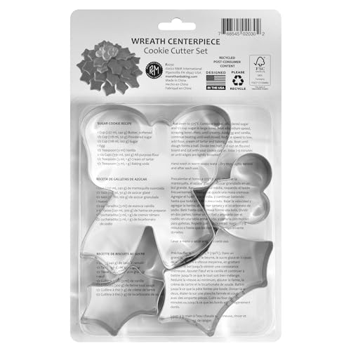 Holiday Wreath Cookie Cutter Set - 4-Piece Christmas Baking & Craft Kit