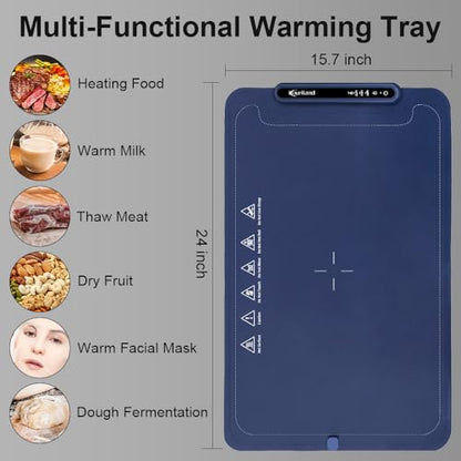 Extra-Large Warming Mat for Food - 3 Temp Levels Food Warmers, Foldable Electric Warming Tray with Child Safety Lock, Auto-Shutoff, Full Surface Heating Silicone Heating Tray for Gatherings, Parties