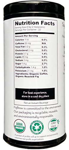 FigBrew Mellow Mix - Half Caff - Roasted Fig and Coffee Blend Beverage - 30 Cup Tin - Organic, Vegan, Gluten-Free - Smooth & Mellow Coffee