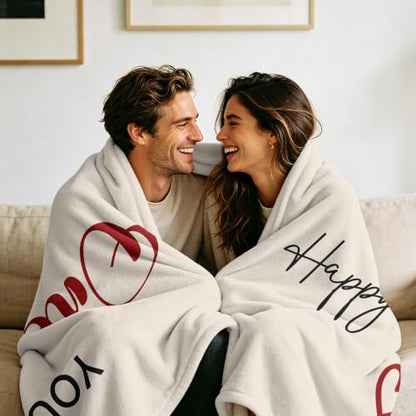 1st Anniversary Gift Blanket for Him/Her - Paper Anniversary 60x50 inches with Heartfelt Message Variation of 1st Anniversary / 50x60