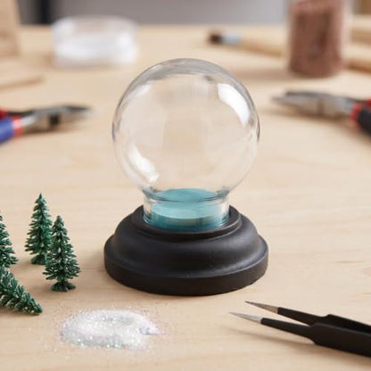 Set of 2 Empty Glass Snow Globes with Resin Bases for DIY Craft Projects