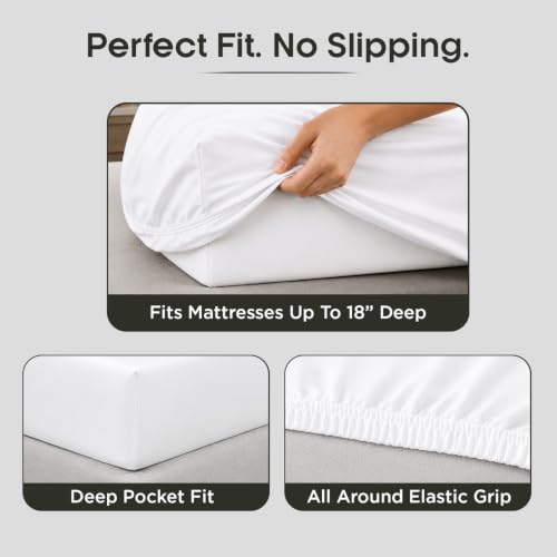 Egyptian Cotton Sheet Set Queen Size 1000TC Sateen Weave Arctic White - Cloud Nest