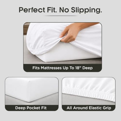 Egyptian Cotton Sheet Set Queen Size 1000TC Sateen Weave Arctic White - Cloud Nest