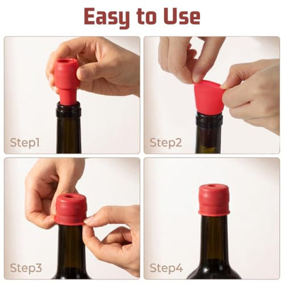 Silicone Wine Stoppers Set - Leakproof, Reusable Bottle Seals for Unfinished Wine