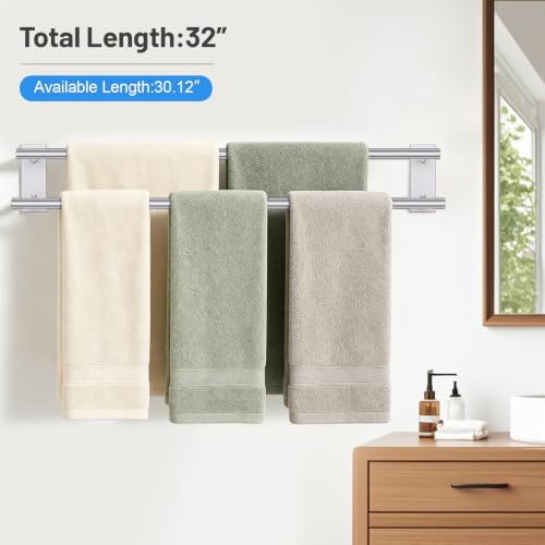 Double Towel Bar Brushed Nickel 32 Inch Wall-Mounted Stainless Steel Towel Rack