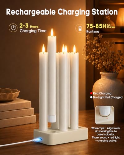 Real Wax LED Flameless Taper Candles 9.8in Window Candles with Remote 6 Pack - Variation of THIS listing