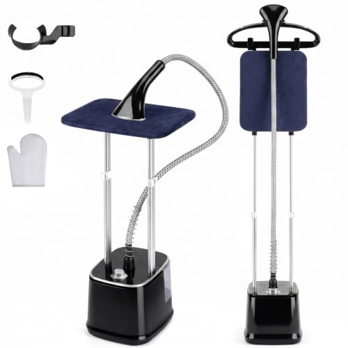 Garment Steamer for Clothes 2000W Standing Iron with Dual Poles - Black Silver