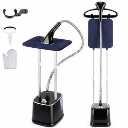 Garment Steamer for Clothes 2000W Standing Iron with Dual Poles - Black Silver