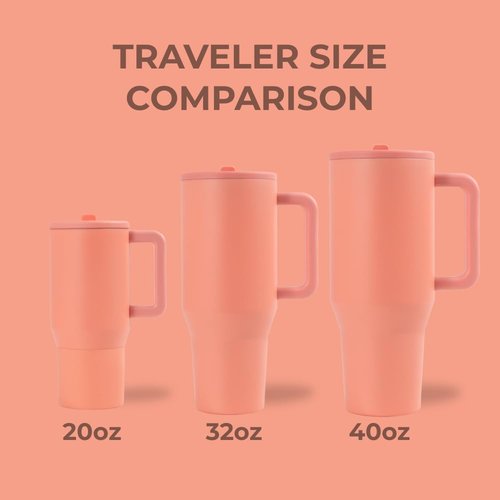 HydroJug Traveler - 40 Oz Insulated Water Bottle with Handle & Flip Straw | Leak Resistant, Summer Peach