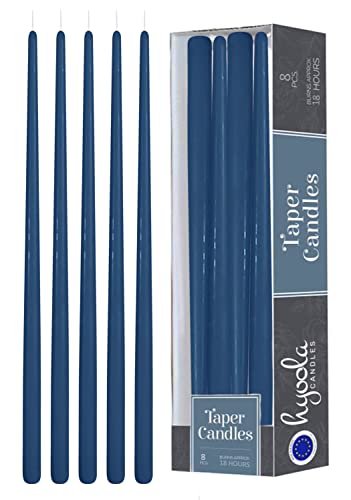 20 Inch Unscented Dripless Taper Candles - Midnight Blue, 8 Pack