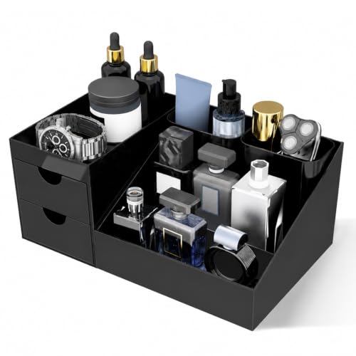Men's Cologne Organizer with Removable Holders - Black, Bathroom & Vanity Storage