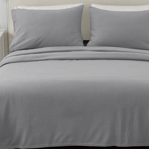 Great Bay Home 4 Piece Micro Fleece King Grey Sheet Set | Super Soft, Cozy Extra Plush Polar Fleece Bedding Sheets & Pillowcases | Microfleece Winter Sheets (King, Paloma Grey)