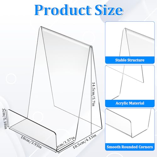 12 Pack Acrylic Book Display Stands - Clear Supports for Books, Photos, and Art