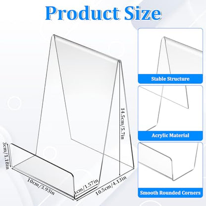 12 Pack Acrylic Book Display Stands - Clear Supports for Books, Photos, and Art