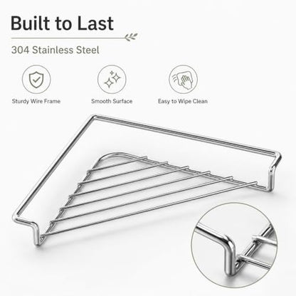 Stainless Steel Corner Sink Shelf - Space Saving Triangular Dish Drying Rack - Black